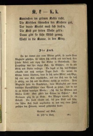 K, k [Sprüche und Kurzgeschichte zum Buchstaben K]