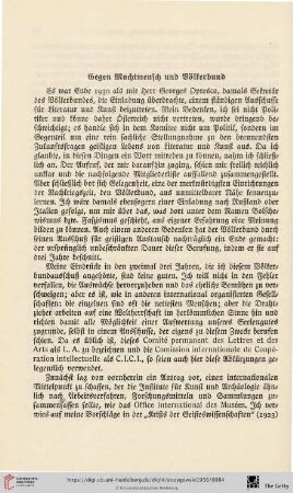 Gegen Machtmensch und Völkerbund