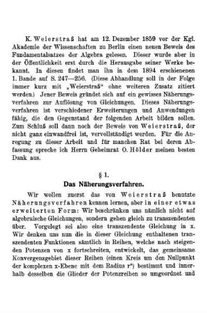§ 1. Das Näherungsverfahren.
