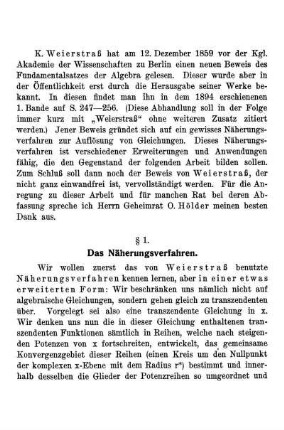 § 1. Das Näherungsverfahren.