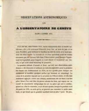 Observations astronomiques faites à l'Observatoire de Genève. 1842