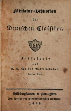 Anthologie aus J. A. Musäus Volksmärchen, 2