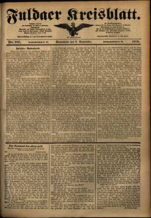 Ausgabe vom Samstag, den 09. September 1905.