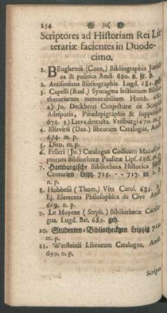 Scriptores ad Historiam Rei Litterariae facientes in Duodecimo