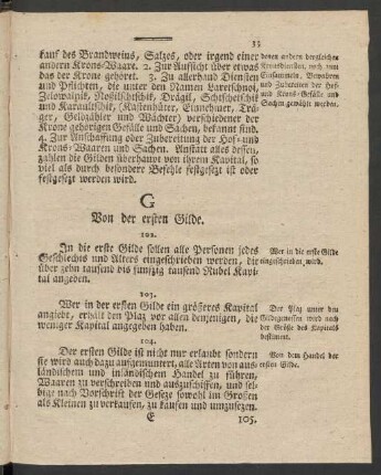 G. Von der ersten Gilde