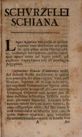 Schurzfleischiana : ex scholis celeberr. illius polyhistoris collecta, quorum specimen orbi literato dare instituit ipsius etiam post mortem admirator perpetuus et olim auditor Irenaeus Sincerus, 1