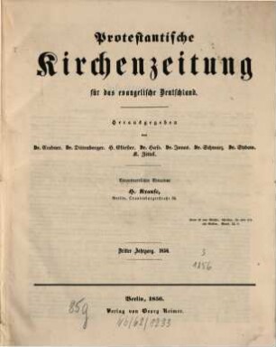 Protestantische Kirchenzeitung für das evangelische Deutschland. 3. 1856