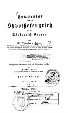 Commentar über das Hypothekengesetz für das Königreich Bayern, 2