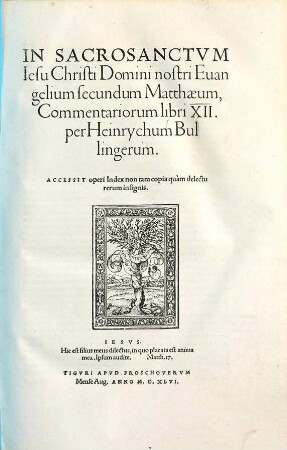 In sacrosanctum Iesu Christi domini nostri evangelium secundum Matthaeum commentariorum libri XII ...
