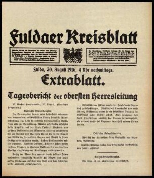 Ausgabe vom Mittwoch, den 30. August 1916.