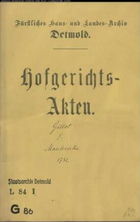 Gillot, Advokat gegen Johann Bartold Manhenke - Schuldforderung