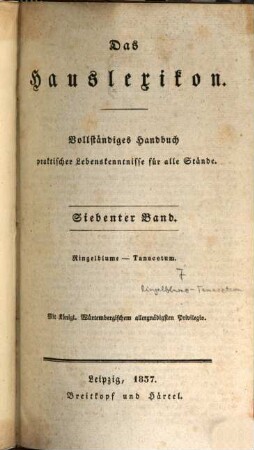 Das Hauslexikon : vollständiges Handbuch praktischer Lebenskenntnisse für alle Stände, 7. Ringelblume - Tanacetum