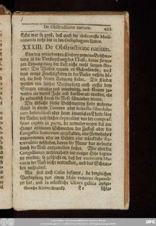 XXXIII. De Obstructione narium.