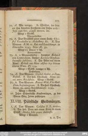 XLVIII. Päbstliche Goldmünzen.