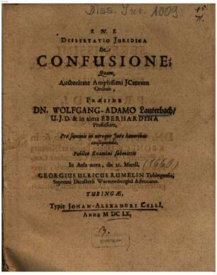Dissertatio Juridica De Confusione