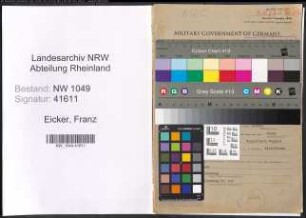 Entnazifizierung Franz Eicker , geb. 16.07.1888 (Foerster)