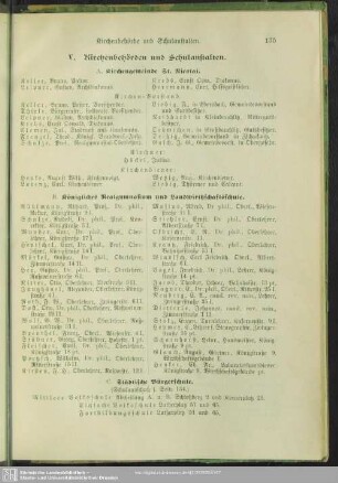 V. Kirchenbehörden und Schulanstalten