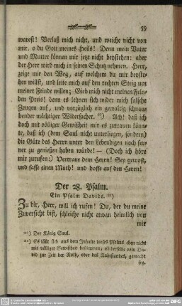 Der 28. Psalm. Ein Psalm Davids
