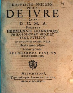 Disputatio Philosophica De Iure