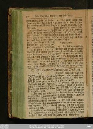IV. Von Göttlicher Vorsorge und Erhaltung.