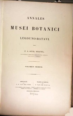 Annales Musei Botanici Lugduno-Batavi. 1. 1863/64