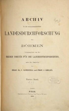 Archiv für die naturwissenschaftliche Landesdurchforschung von Böhmen, 4,1/3. 1877/81