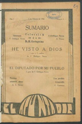 1931000600: He visto a Dios : 1 acto y tres cuadros
