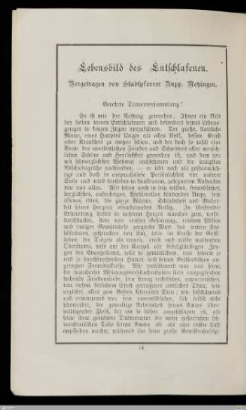 Lebensbild des Entschlafenen