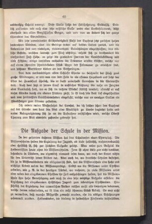 Die Aufgabe der Schule in der Mission