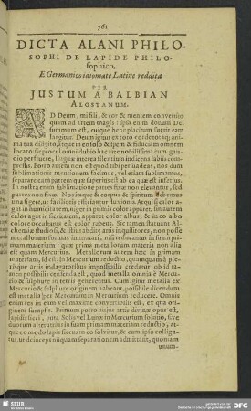 Dicta Alani Philosophi De Lapide Philosophico, E Germanico idiomate Latine redidta