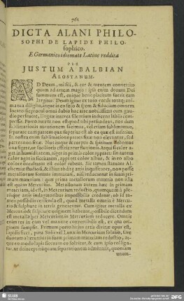 Dicta Alani Philosophi De Lapide Philosophico, E Germanico idiomate Latine redidta