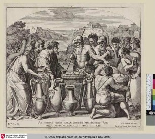 Ab Hostium caede Abram reverso, Melchisedec Rex Salem protulit Panem et Vinum [Abraham und Melchisedek]