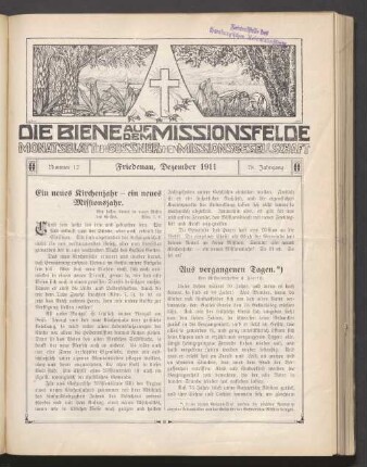 Nummer 12. Friedenau, Dezember 1911. 78. Jahrgang