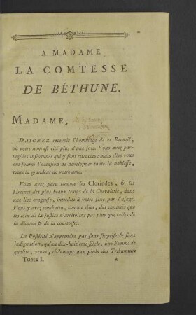 A Madame la Comtesse de Béthune.