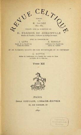 Revue celtique. 12. 1891