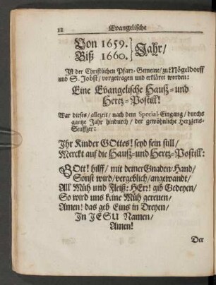 Von 1659. Biß 1660. Jahr