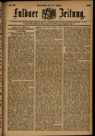 Ausgabe vom Samstag, den 13. August 1887.