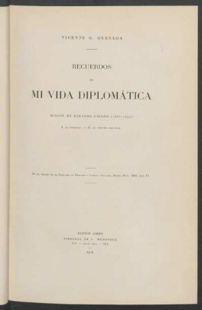 [T. 1]: Misión en Estados Unidos : (1885 - 1892)