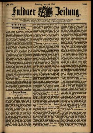Erste Ausgabe vom Samstag, den 25. Mai 1889.