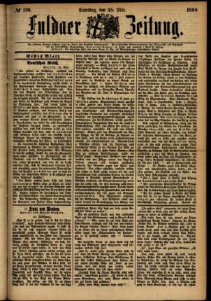 Erste Ausgabe vom Samstag, den 25. Mai 1889.
