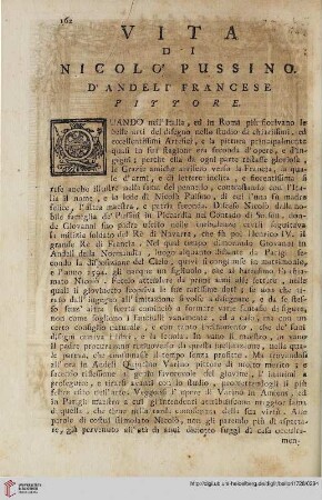 Vita di Nicolo’ Pussino d’andeli’ francese pittore