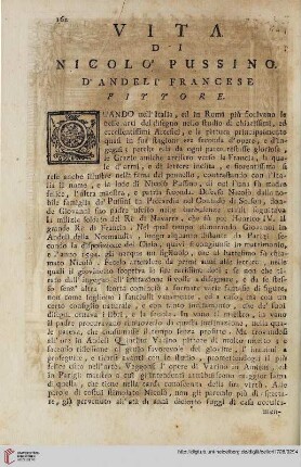 Vita di Nicolo’ Pussino d’andeli’ francese pittore