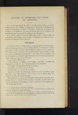 Culture Et Commerce Des Cafés En Abyssinie.
