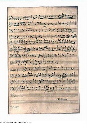 Violino primo: Schluß Eingangssatz Allegro und Largo (mit Einträgen Pisendels), fol. 20