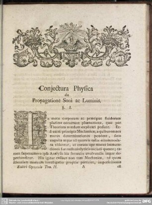 Conjectura Physica de Propagatione Soni ac Luminis