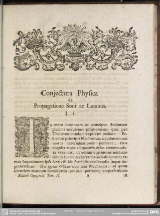 Conjectura Physica de Propagatione Soni ac Luminis