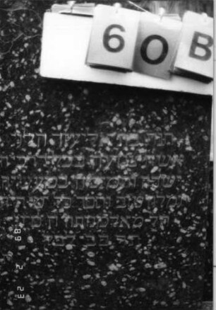 Grabstein 60 (Index: 99751793) Material: Granit Zustand: gut Maße HxBxT: 126x182x19 cm Beschreibung: Stele, breit, halbhohe Seitenflügel, Konvexbogenabschluß Symbolik: Blüten: Grabstein 60B