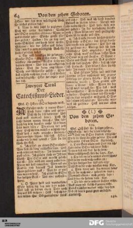 Zweyter Titul Der Catechismus-Lieder.