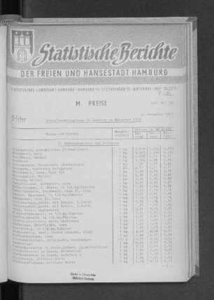 Einzelhandelspreise in Hamburg im November 1957 : Lfd. Nr. 34