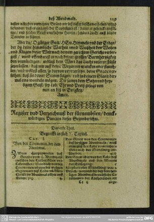 Register und Verzeichnuß der fürnembsten, denckwürdigen Puncten dieses Gegenberichtes